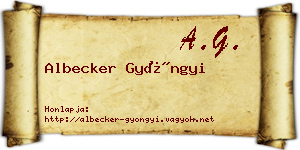 Albecker Gyöngyi névjegykártya